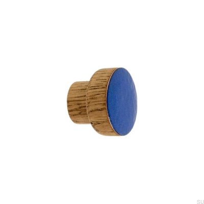 Furniture knob Simple, Wooden Enameled, Cool Blue Tinted Oil