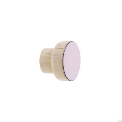 Furniture knob Simple, Wooden, Enameled, Light Pink, Oil White