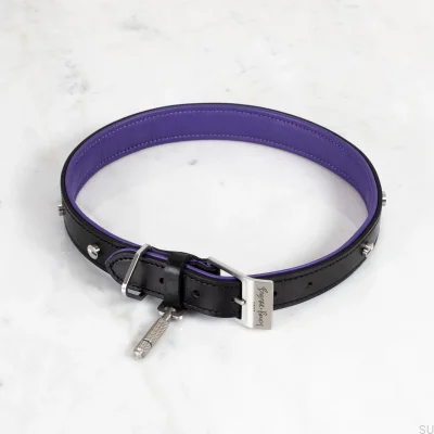 Dog collar L Leather with steel