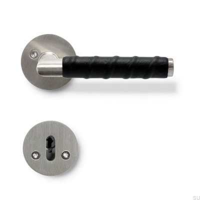 Door handle Kastrup 04 Silver with black Scandinavian standard