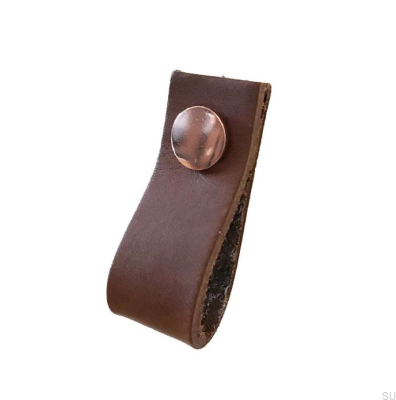 Furniture handle Loop Leather Brown with Copper