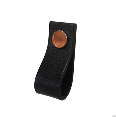 Furniture handle Loop Leather Black with Copper