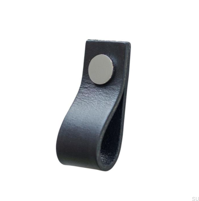 Furniture handle Loop Leather Black with Chrome