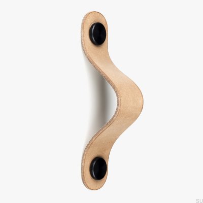 Elongated furniture handle Pin-Pin Leather with black
