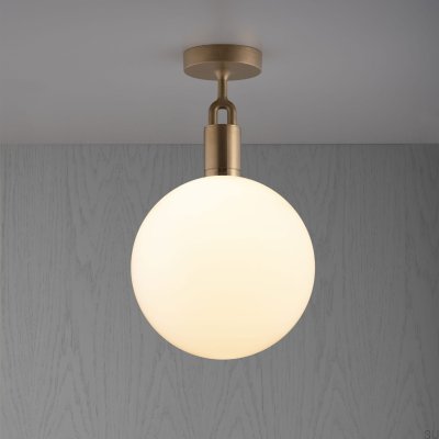 Forked Ceiling Globe Large Opal Brass Ceiling Lamp