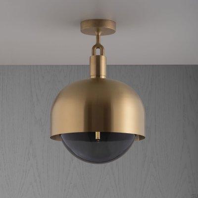 Forked Ceiling Shade Globe Large Smoked Brass Ceiling Lamp