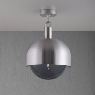 Forked Ceiling Shade Globe Large Smoked Steel Ceiling Lamp