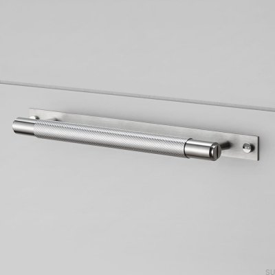 Furniture handle with Pull Bar Plate Large Cross, Steel Silver