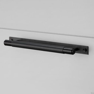 Furniture handle with Pull Bar Plate Medium Cross Metal Black