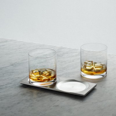 A set of whiskey glasses with a stand - Whiskey. Stainless steel