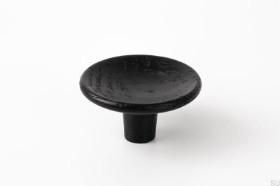 Furniture Knob Disc 38 Wooden Black Lacquered