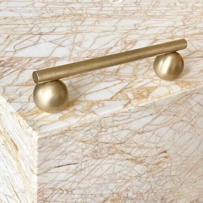 Elongated furniture handle Reling 04 128 Brass Brushed