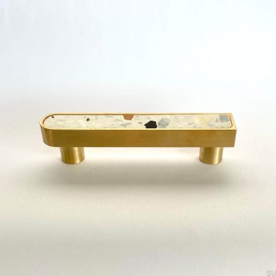Lengthwise furniture handle Railing Asymmetrical Brass Brushed Terrazzo