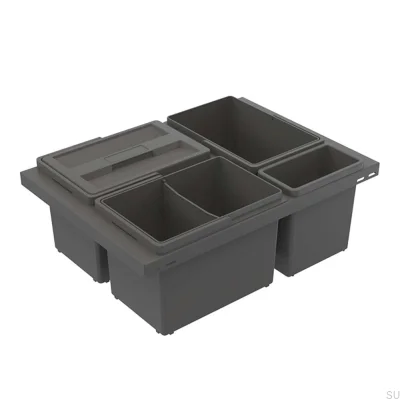 Cube Basic Low 600 waste sorting system Dark grey