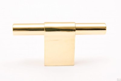 Furniture handle T-Bar Line 12 Gold Brass Polished Unpainted