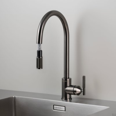 Kitchen faucet with Mixer Linear Gun Metal pull-out spout
