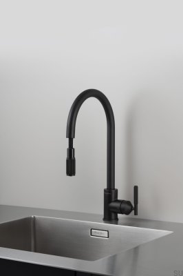 Kitchen faucet with a pull-out spout Mixer Linear Metal Black