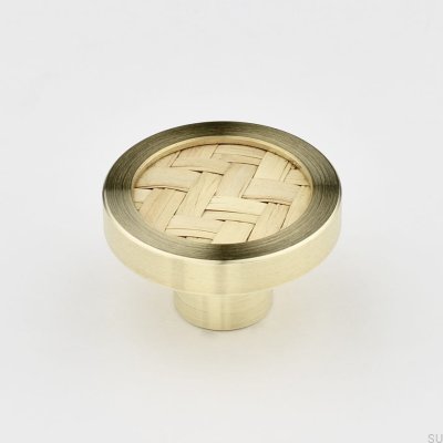 Furniture Knob Marbelo Brass Brushed with Seagrass