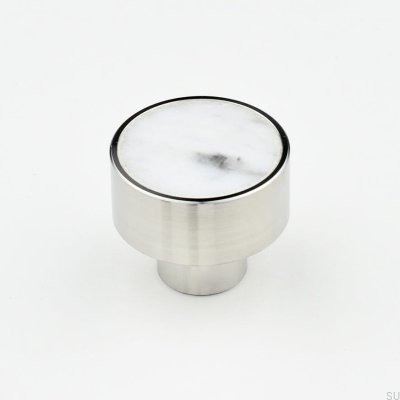 Marbelo M möbelknopp i stål, vit marmor