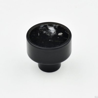 Marbelo L furniture knob, black steel, black marble