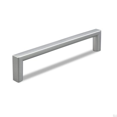 Oblong furniture handle Calabro 128 Brushed Silver