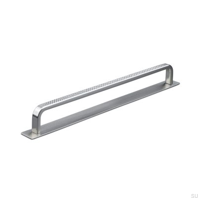 Oblong furniture handle with washer Gardone 224 Brushed Silver
