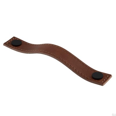Aviano 128 oblong furniture handle, Brown and Black Leather