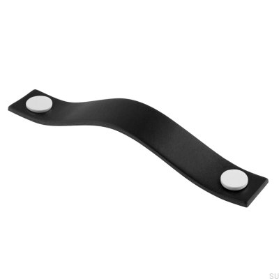 Levanto 128 oblong furniture handle, black and white leather