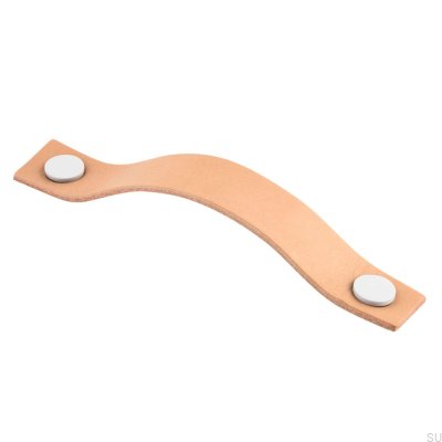 Levanto 128 oblong furniture handle, Light Brown and White Leather