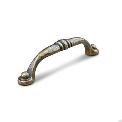 Oblong furniture handle Rom 96, oxidized metal