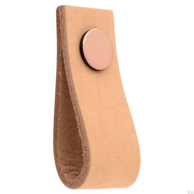 Loop Ari Leather Furniture Knob, Light Brown with Copper
