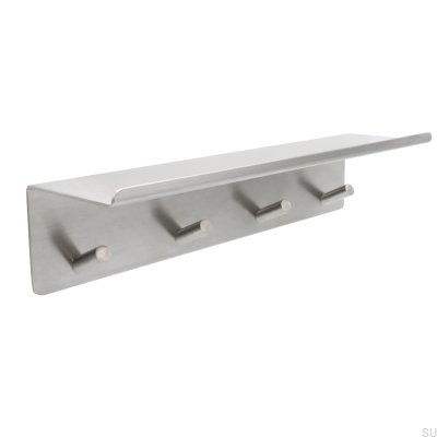 Base brushed steel wall hanger with shelf