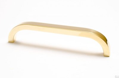 Long furniture handle Slim 128 Gold Brass Polished Unpainted