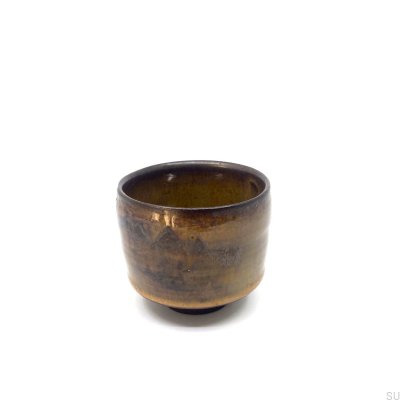 Ceramic sake bowl Guinomi S-001 Brown, shiny