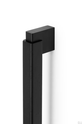 Duo Big 960 single-sided longitudinal furniture handle, Wooden, Black with Black Aluminum