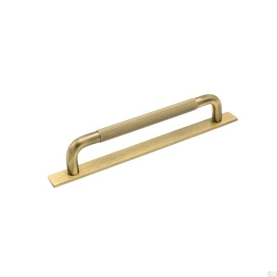 Elongated furniture handle with a Helix 160 washer, Antique Bronze
