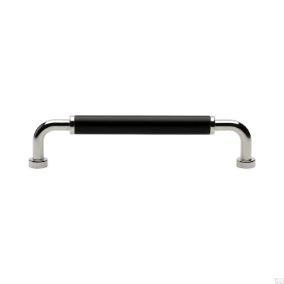 Long furniture handle Brohult M 128 Polished nickel with black