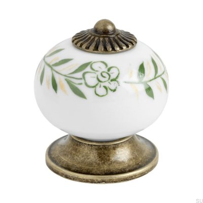 Furniture knob 8131 Porcelain antiqued gold