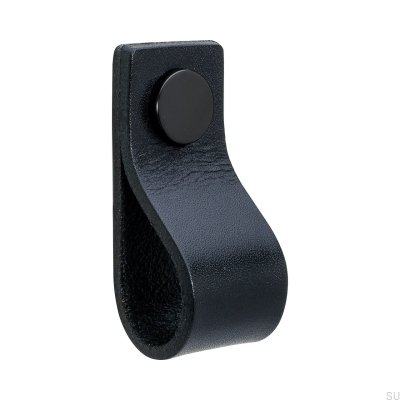 Loop 65 leather furniture knob, black with black