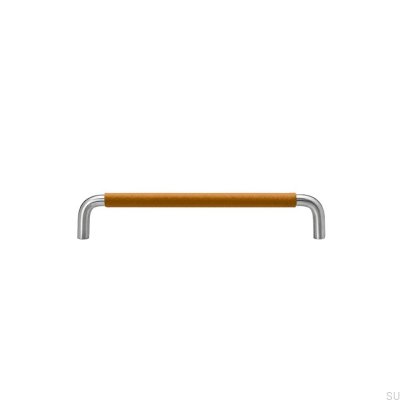 Lengthwise furniture handle Ss-A 128 Stainless steel Brown leather