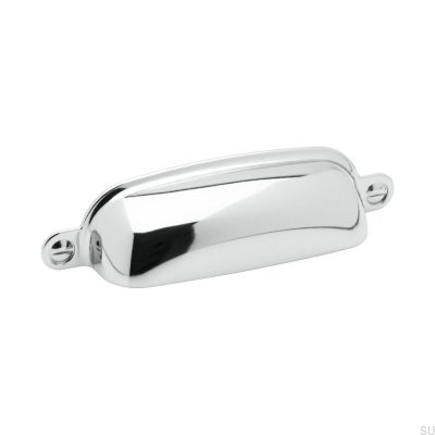 Newport Shell Furniture Handle 96 Silver Polished Nickel