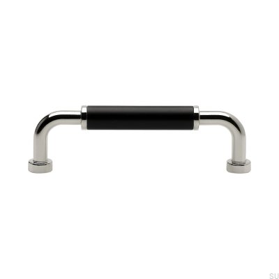 Long furniture handle Brohult M 96 Polished nickel with black