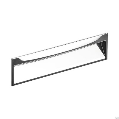 Recessed furniture handle Wave 160 Silver Polished chrome