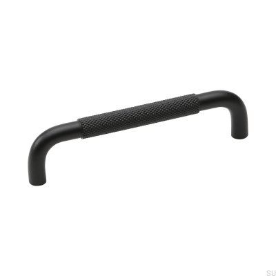 Helix 128 elongated furniture handle, aluminum, matt black