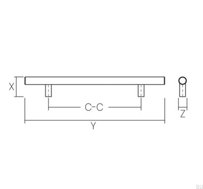 Elongated furniture handle 7032 96 Brushed silver (inox look)