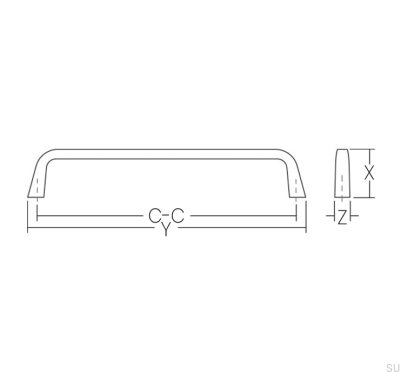 Long furniture handle Sun 192 Brushed silver