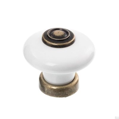 Furniture knob 3851 Porcelain with antique bronze