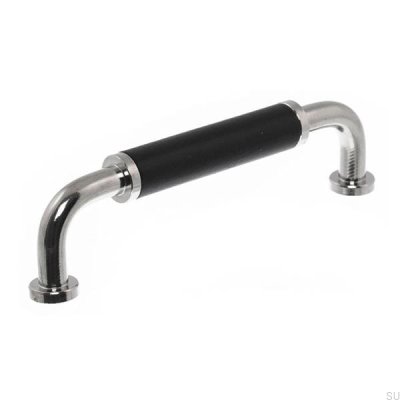 Elongated furniture handle 4820 96 Polished nickel with black