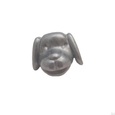 Furniture knob Hundhuvud Dog Ancient black