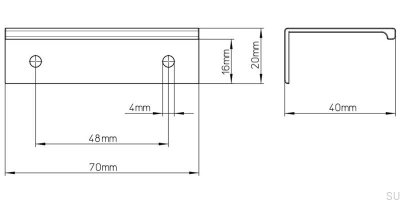 Furniture edge handle 2446 Polished chrome
